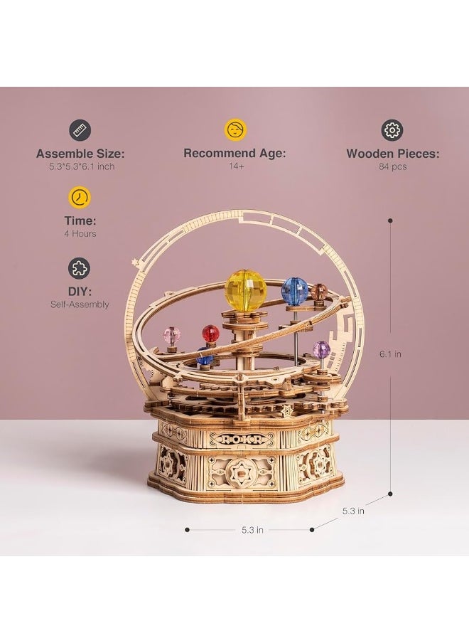 Robotime ROBOTIME 3D Puzzles for Adults Model Kits for Adults Hobbies for Men/Women Rotating Starry Night Wooden Puzzle Music Box AMK51  - Image 4