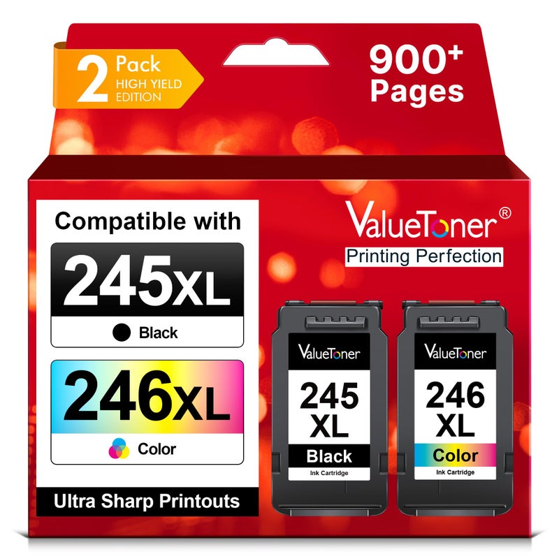 Valuetoner 245XL Ink Cartridge Replacement for Canon 245XL 246XL Combo Pack PG-245XL CL-246XL for Pixma TR4520 TR4527 MG2522 MG2520 MX490 MX492 TS202 TS302 TS3320 MG2920 Printer (Black, Color) - Image 1