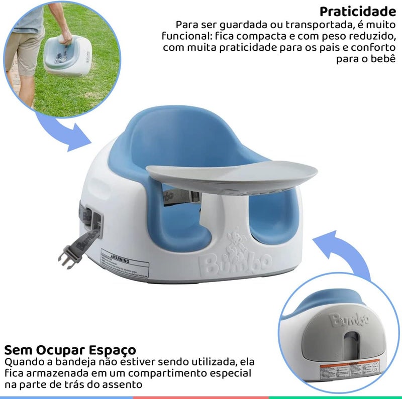 Bumbo 3 in 1 Baby Multi Seat - Floor, Feeding, Tray & Booster Seat for 6-36 Months, Powder Blue - Image 3