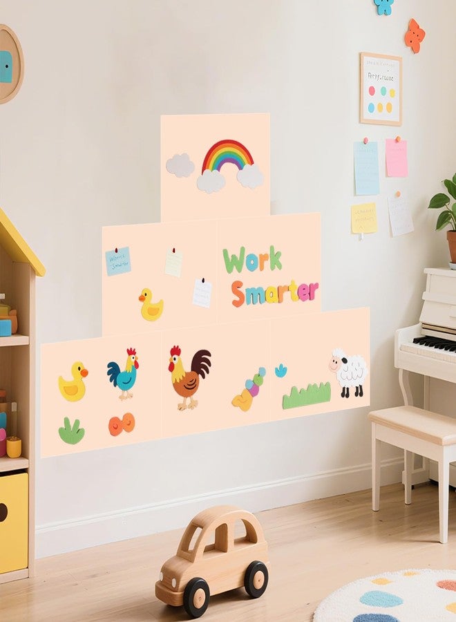 WUPIOS Magnetic Decal Wall Set of 6 Milk Tea Magnetic Chalkboard for Wall Peel and Stick Magnet Sheets with Chalk Tangram Puzzle and Multiple Accessories Magnetic Wall Decal for Playroom Home - Image 5