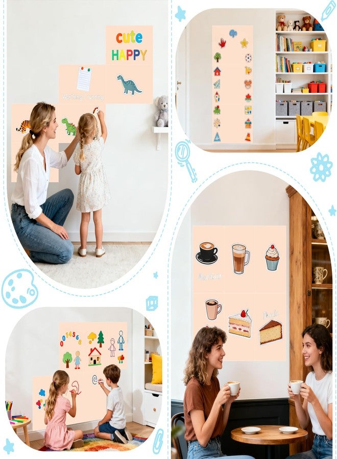 WUPIOS Magnetic Decal Wall Set of 6 Milk Tea Magnetic Chalkboard for Wall Peel and Stick Magnet Sheets with Chalk Tangram Puzzle and Multiple Accessories Magnetic Wall Decal for Playroom Home - Image 4