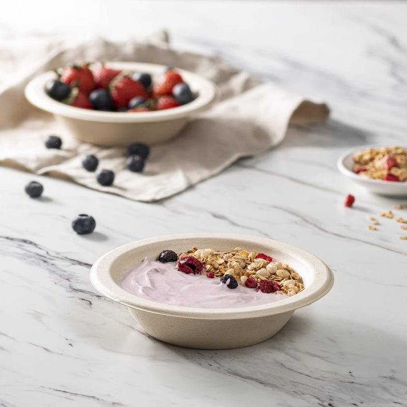 Comfy Package [125 Pack 100% Compostable Paper Bowls  12 oz. Heavy-Duty Kraft Paper Soup Bowls - Eco-Friendly Disposable Sugarcane Bowls - Image 3