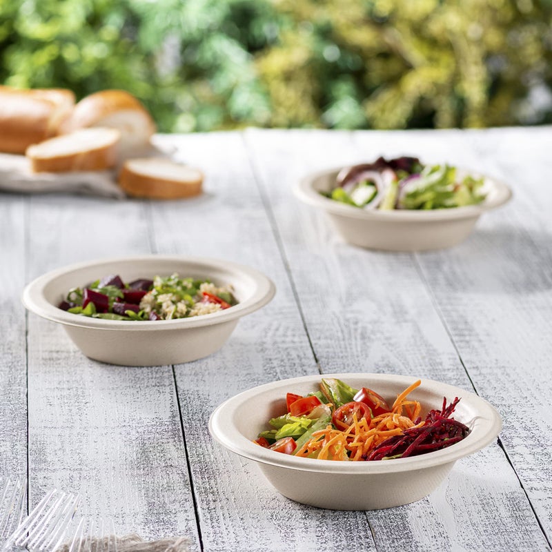 Comfy Package [125 Pack 100% Compostable Paper Bowls  12 oz. Heavy-Duty Kraft Paper Soup Bowls - Eco-Friendly Disposable Sugarcane Bowls - Image 5