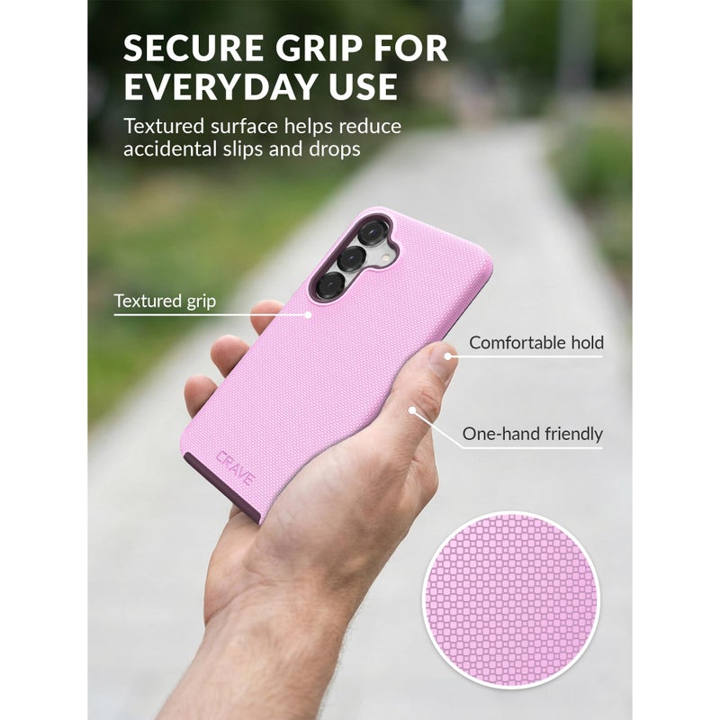 Crave Compatible with Samsung Galaxy S25 Case (6.2 inch), Slim Fit, Shockproof Dual Layer Grip, Wireless Charging Compatible - Lilac - Image 3