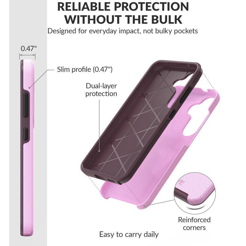 Crave Compatible with Samsung Galaxy S25 Case (6.2 inch), Slim Fit, Shockproof Dual Layer Grip, Wireless Charging Compatible - Lilac - Image 4