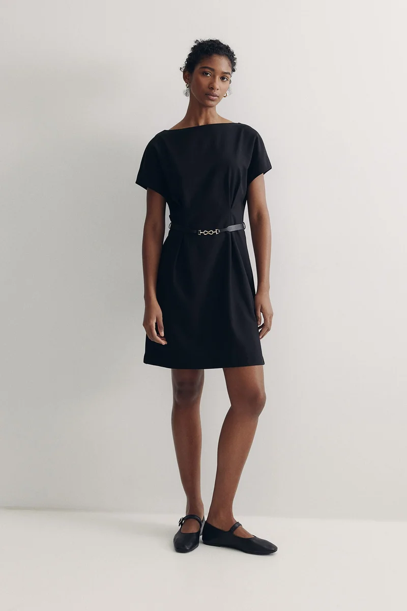 اتش اند ام Belted twill dress