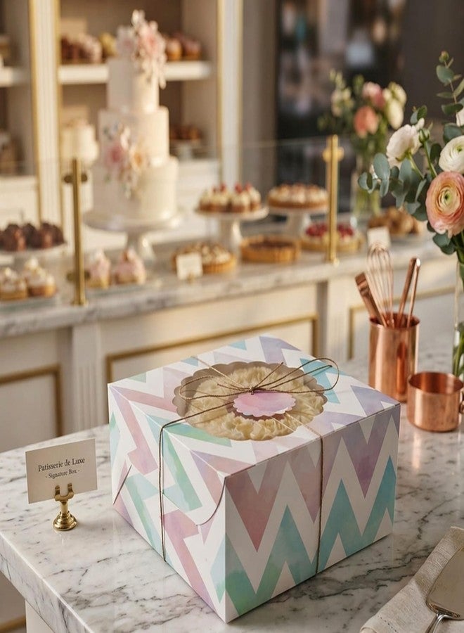 mudrit Cake Boxes with Window 10pcs, Bakery Boxes for Cakes, Donuts, Pie, Cookies, Cupcakes, Chocolates, Desserts Size 10x10x5 inches - Image 3