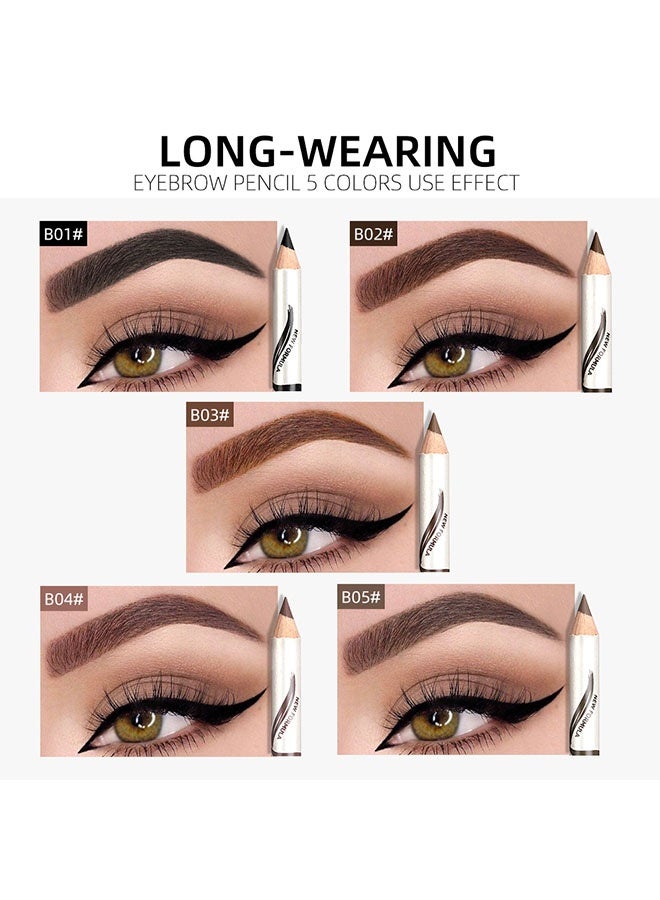 ميناو 3 حزم أقلام الحواجب مع فرشاة ناعمة 2-في 1 قلم رصاص عازف على الماء مقاوم للعرق وفرشاة الحاجب وملء الأداة ماكياج قلم رصاص (بني/أسود/بني فاتح) - Image 2