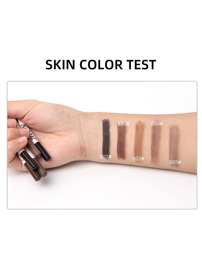 ميناو 3 حزم أقلام الحواجب مع فرشاة ناعمة 2-في 1 قلم رصاص عازف على الماء مقاوم للعرق وفرشاة الحاجب وملء الأداة ماكياج قلم رصاص (بني/أسود/بني فاتح) - Image 4