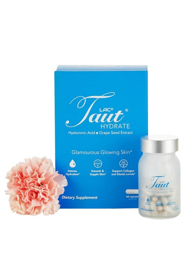 TAUT Hydrate Hyaluronic Acid Pills 120mg & Vegan Supplement - Collagen and Hyaluronic Acid Supplements to Hydrate, Moist & Brighter Skin - Hyaluronic Acid for Fuller & Glowing Skin Care - 60 Capsules - Image 1