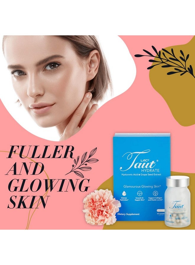 TAUT Hydrate Hyaluronic Acid Pills 120mg & Vegan Supplement - Collagen and Hyaluronic Acid Supplements to Hydrate, Moist & Brighter Skin - Hyaluronic Acid for Fuller & Glowing Skin Care - 60 Capsules - Image 3