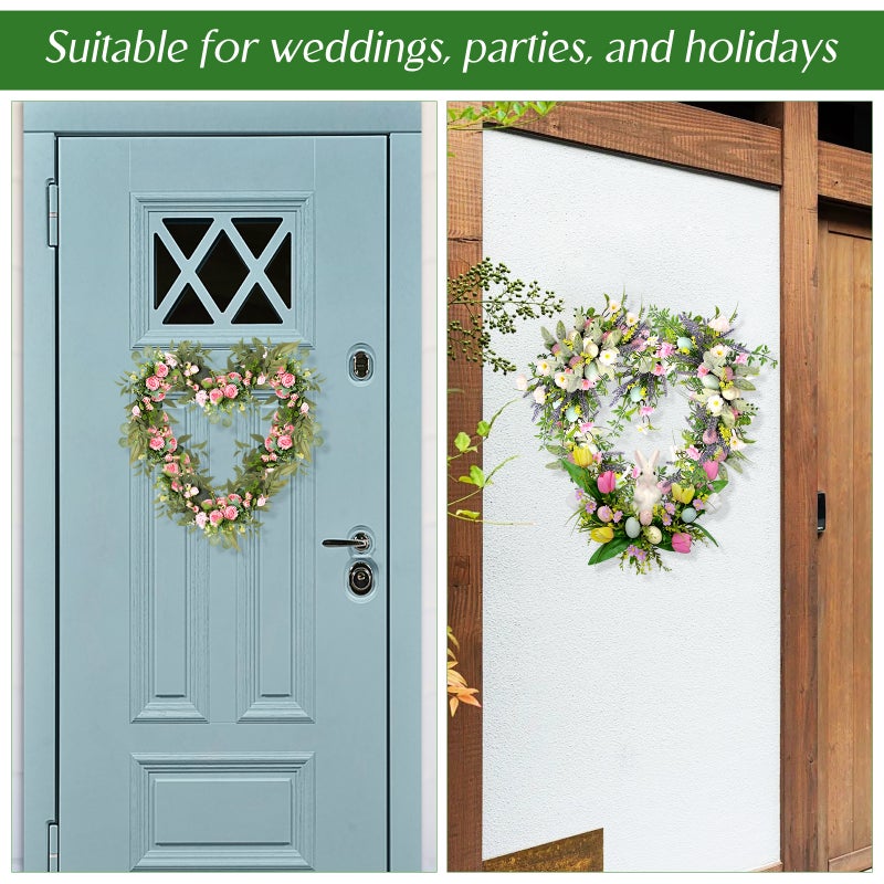 2 Pcs Heart Wreath Frames Wire Wreath Frame Wreath Form Wreath Making Supplies For Wedding Party Decoration - Image 4