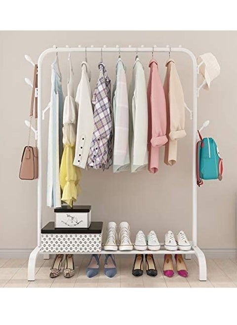 Clothes Hanger Garment Rack, Metal Clothes Rail with Single Bottom Storage Rack for Storing Shoe Boxes