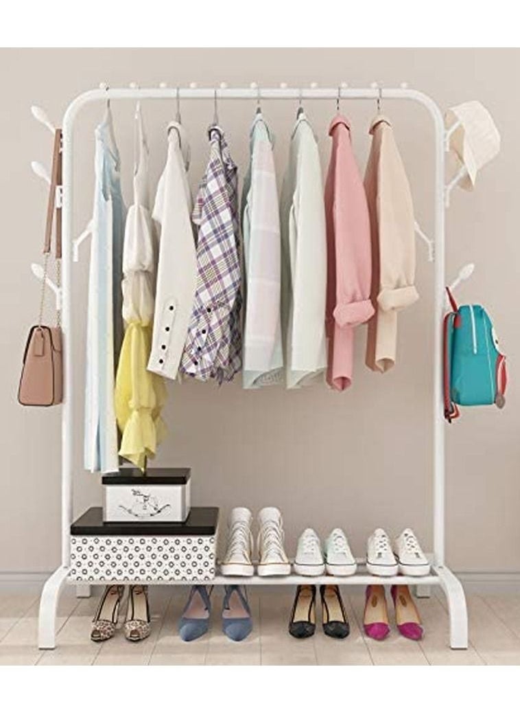 Clothes Hanger Garment Rack, Metal Clothes Rail with Single Bottom Storage Rack for Storing Shoe Boxes