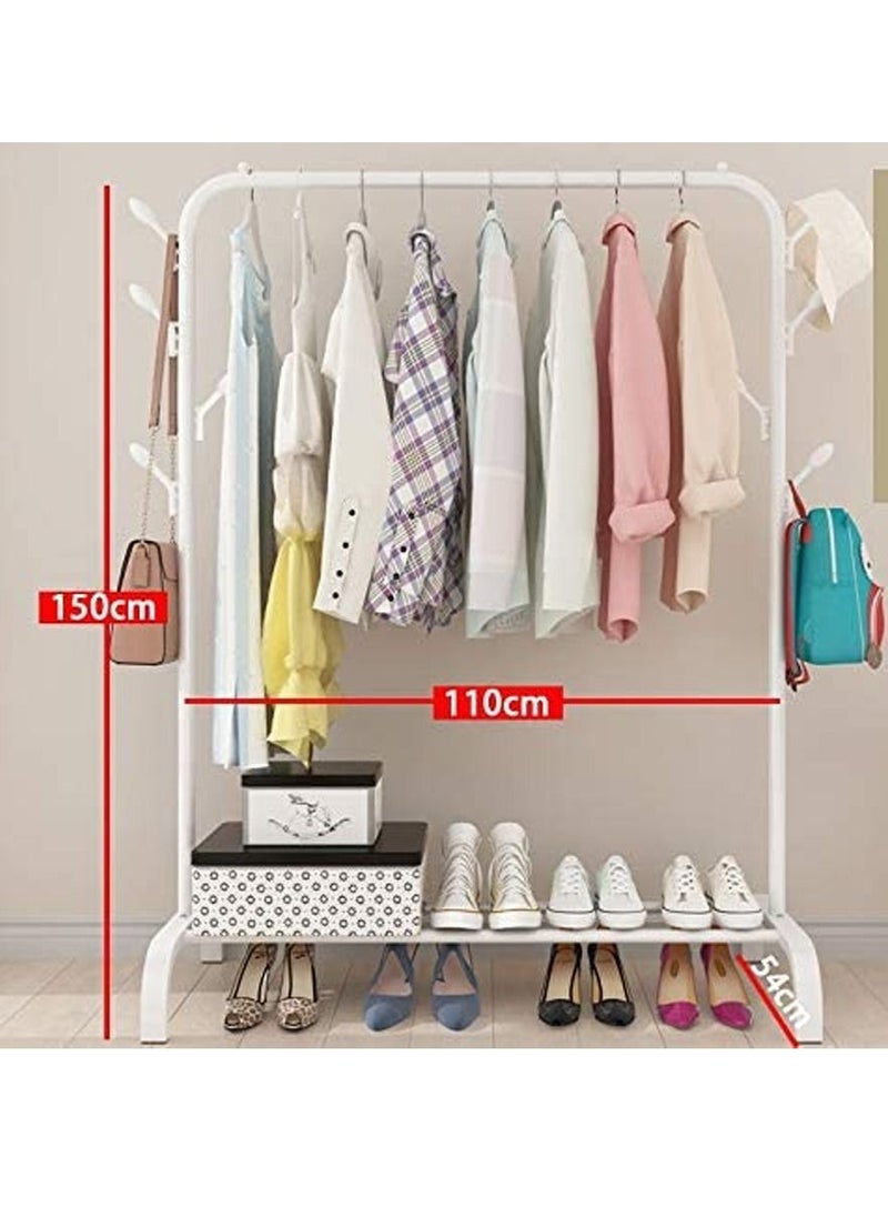 Clothes Hanger Garment Rack, Metal Clothes Rail with Single Bottom Storage Rack for Storing Shoe Boxes