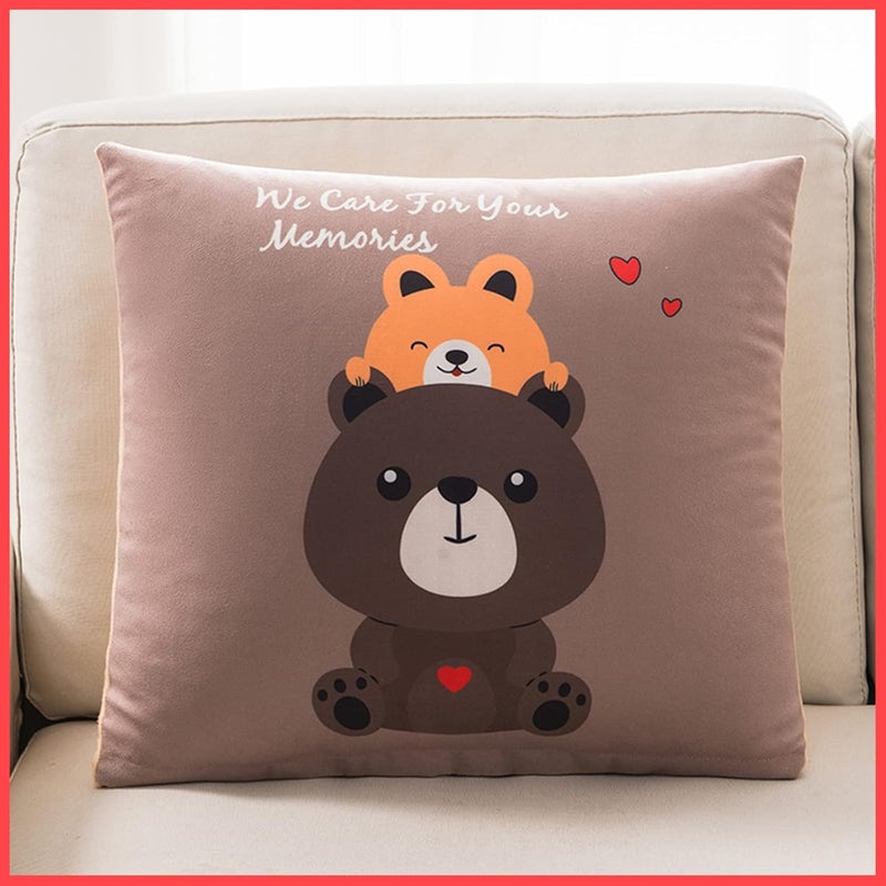 wolpin Filled Cushions (Pack of 2 Pcs) Fibre Throw/Pillow Soft Decoration Cushion - 40 x 40 cm Bear & Lemon - Image 2