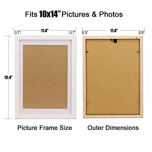 FUNTRESS Large White Picture Frame for Wall Hanging 10x14 Diploma Frame Wooden Living Room Pictures Frame with Mat (10x14 1 Pieces, White) - Image 3