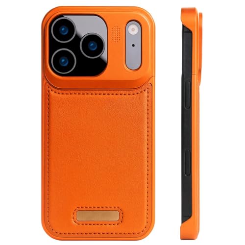 Tech Trendz TechTrendz Premium Metallic AeroFLex Aluminium Leather Back Case with Aroma Perfume Cover Compatible Compatible with iPhone 17 Pro (Orange) - Image 1