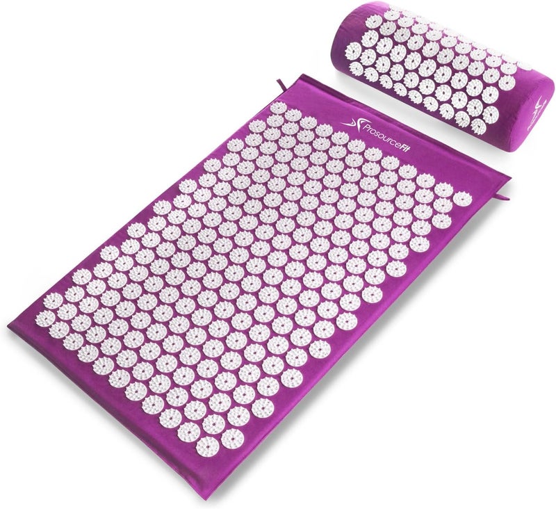ProsourceFit Acupressure Mat and Pillow Set for BackNeck Pain Relief and Muscle Relaxation Large  BlackAqua - Image 1