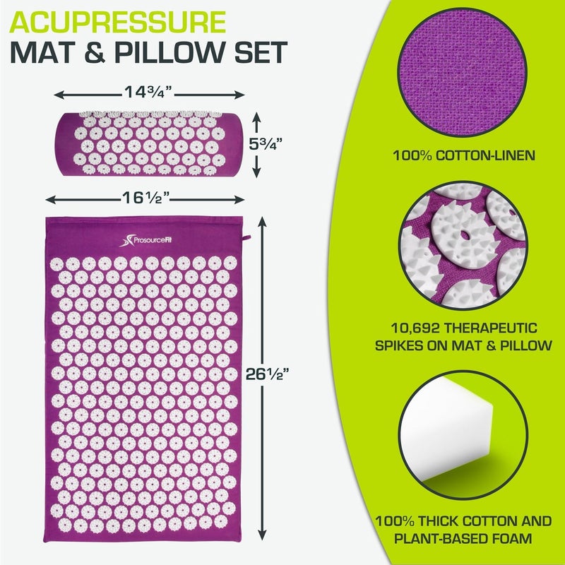 ProsourceFit Acupressure Mat and Pillow Set for BackNeck Pain Relief and Muscle Relaxation Large  BlackAqua - Image 2