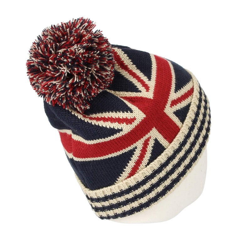 WITHMOONS Union Jack Beanie Hat British Toque Winter Pom Knit Beanies for Men Women JZP0027 (White) - Image 4