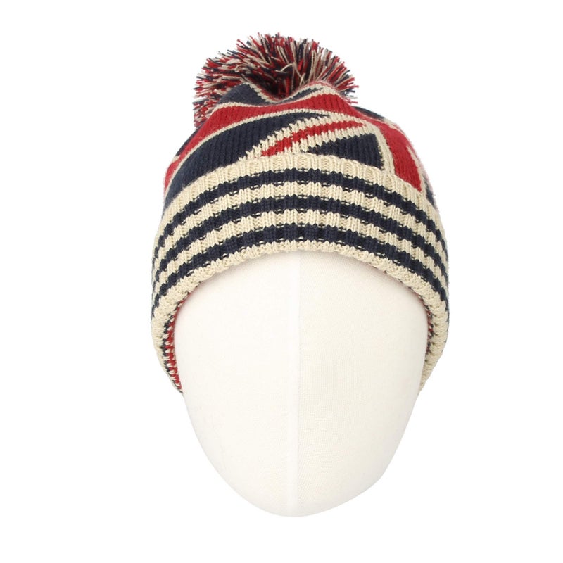 WITHMOONS Union Jack Beanie Hat British Toque Winter Pom Knit Beanies for Men Women JZP0027 (White) - Image 2