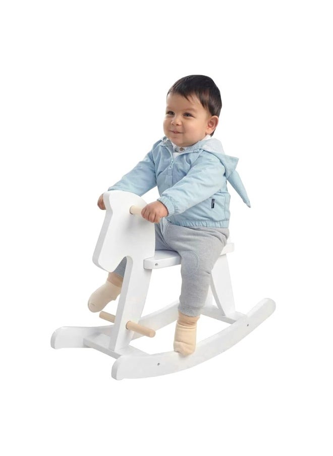 labebe - labebe - Wooden Rocking Horse, Baby Wood Ride On Toys for 18 Months Up, White Rocker Toy for Kid, Toddler Ride Animal Indoor/Outdoor, Boy&Girl Rocking Animal, Infant Ride Toy, Christmas/Birthday Gift - Image 1
