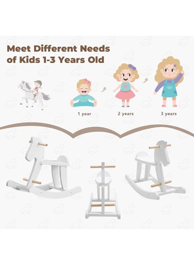 labebe - labebe - Wooden Rocking Horse, Baby Wood Ride On Toys for 18 Months Up, White Rocker Toy for Kid, Toddler Ride Animal Indoor/Outdoor, Boy&Girl Rocking Animal, Infant Ride Toy, Christmas/Birthday Gift - Image 1