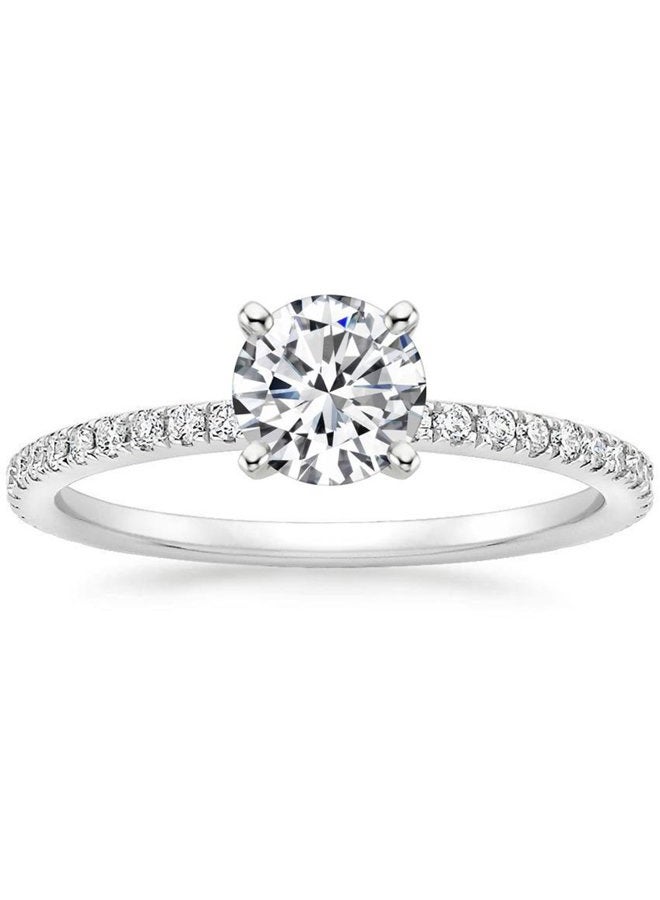 Lemon Grass 1 Ct Halo Solitaire Cubic Zirconia Promise Engagement Ring 925 Sterling Silver Ring Size 7 - Image 1