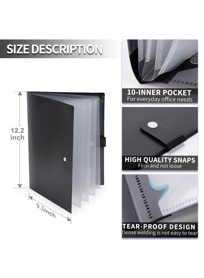Cesil 10-Pocket File Folder, Letter A4 Paper Project Organizer Folders With Snap Button, Plastic Document Organizer For School Office Home - Image 4