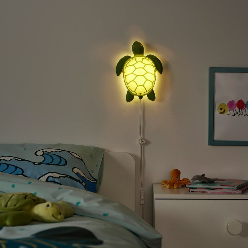 بيتِّيك مصباح حائط LED للأطفال على شكل سلحفاة، أخضر، بلاستيك معاد تدويره، ٢٥×١٩ سم - Image 2