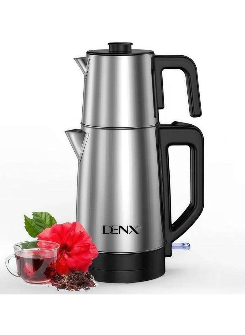 DENX 1500W Stainless Steel Double Electric Kettle DX3802 – 1.8L + 1.2L Dual Pot, Fast Boil, Auto Shut-Off, Boil-Dry Protection, Keep Warm 85–95°C, Cordless 360° Swivel Base (1.8L+1.2L) - Image 1