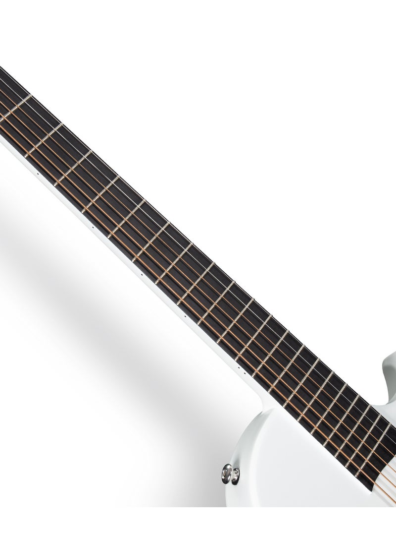 enya Enya NOVA Go SP1 Carbon Fiber Acoustic Electric Guitar with Smart AcousticPlus 35 Inch Travel Acustica Guitarra Starter Bundle Kit of Gig Bag, Strap, Strings, Charging Cable, Instrument Cable(White)  - Image 4
