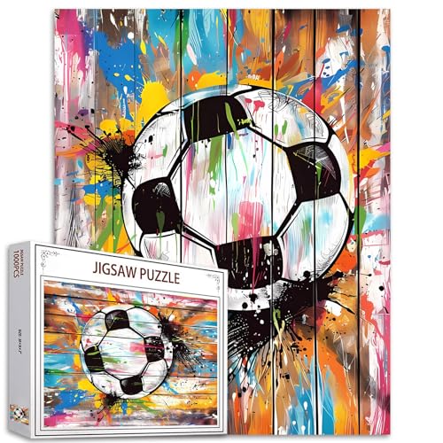 Tucocoo Street Banksy Graffiti Football Jigsaw PuzzleGraffiti Sports Balls 1000 Pieces Jigsaw Puzzles for Adults27 x 20 Inches Puzzles for FamiliesHD Quality Lovely Sports Puzzle GiftActivity Game Nights - Image 1