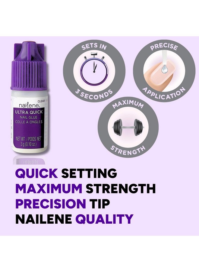 Nailene Ultra Quick Nail Glue - Durable, Easy to Apply False Nail Glue - Repairs Natural Nails - Quick-Drying Nail Adhesive Lasts Up to 7 Days - 3 g/0.10 oz - 3 Pack - Image 4