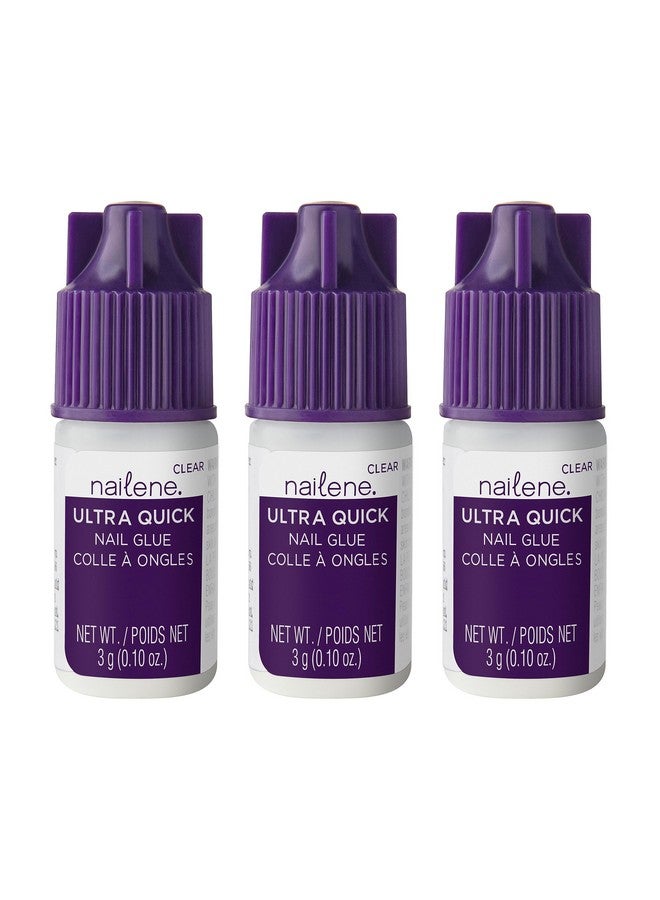 Nailene Ultra Quick Nail Glue - Durable, Easy to Apply False Nail Glue - Repairs Natural Nails - Quick-Drying Nail Adhesive Lasts Up to 7 Days - 3 g/0.10 oz - 3 Pack - Image 1