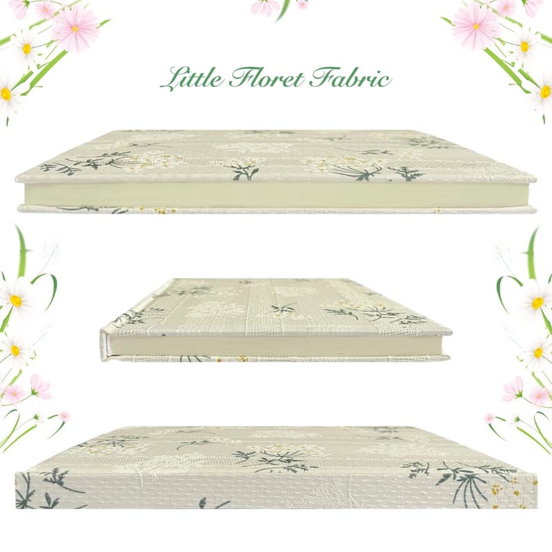 ipoul Floral Journal for women, Floret Printed Fabric Cloth Hardcover, A5, 200 Pages, 6x8 Medium Ruled Notebook, Similar Embroidered Linen Journal, Lay Flat Church Notes Notebook, Beige - Image 3