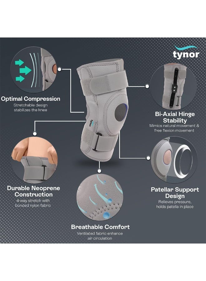 Tynor Knee Support Hinged (Neoprene), Grey, XXL, 1 Unit - Image 4