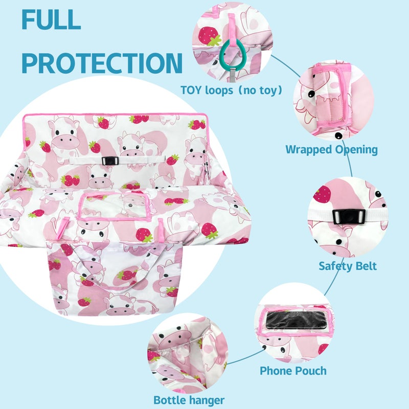 gxfcymxbd Shopping Cart Cover for Baby,2-in-1 High Chair Cover Soft,Portable, and Machine Washable,Comfortable Cotton Seat Pad with Safety Harness and Portable Cloth Bag,Fits All Supermarkets and Restaurants - Image 4