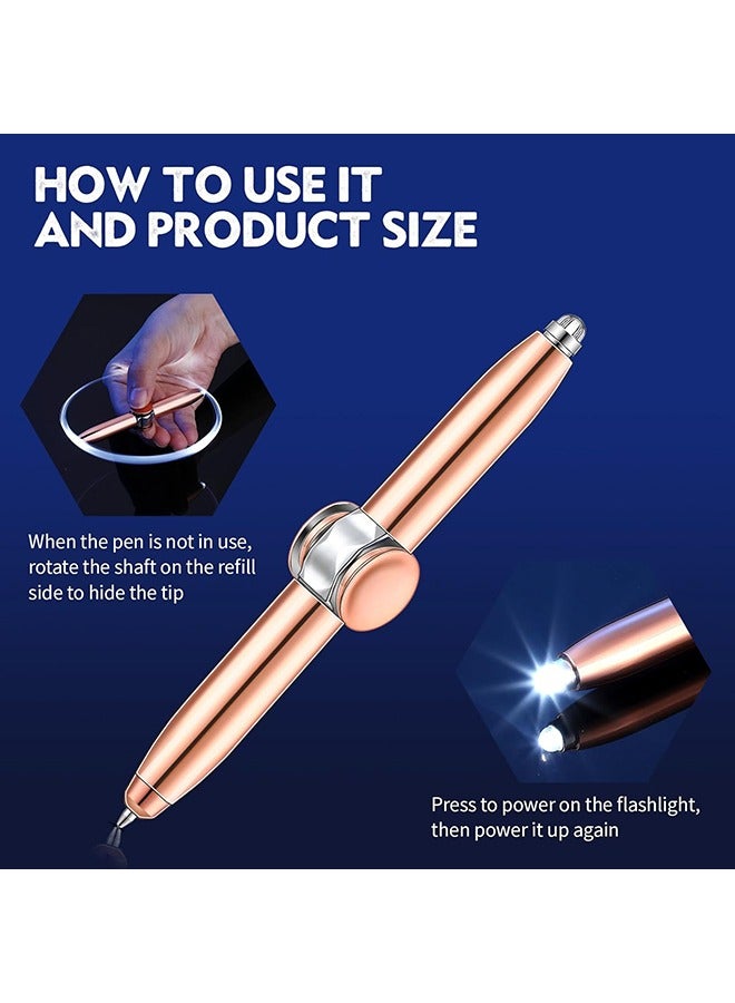 2 Pieces Fidget Pen Spinning Pen with LED Light Multi Functional Help Thinking Ballpoint Gift Pen for Adults Students Teenage(Rose Gold) - Image 2