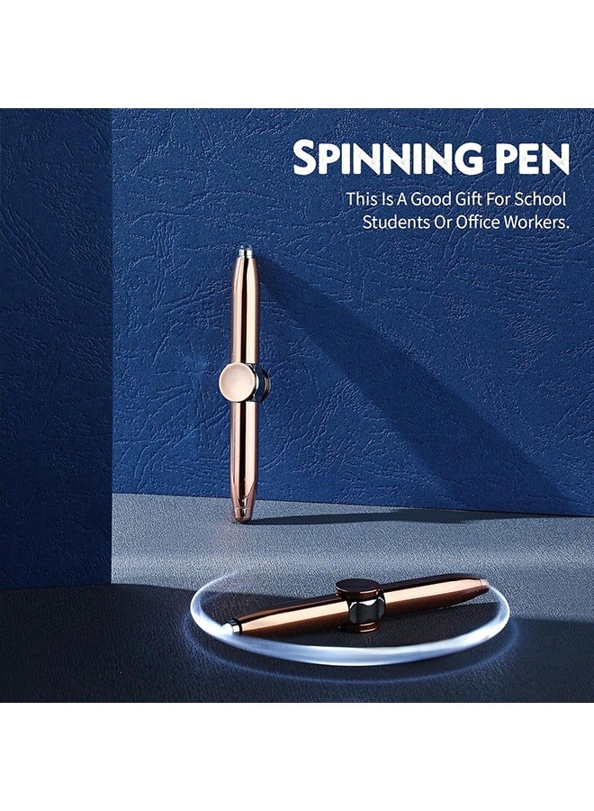 2 Pieces Fidget Pen Spinning Pen with LED Light Multi Functional Help Thinking Ballpoint Gift Pen for Adults Students Teenage(Rose Gold) - Image 4