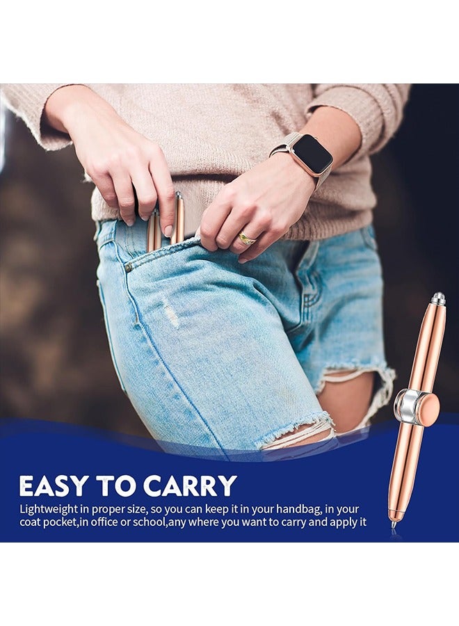 2 Pieces Fidget Pen Spinning Pen with LED Light Multi Functional Help Thinking Ballpoint Gift Pen for Adults Students Teenage(Rose Gold) - Image 5