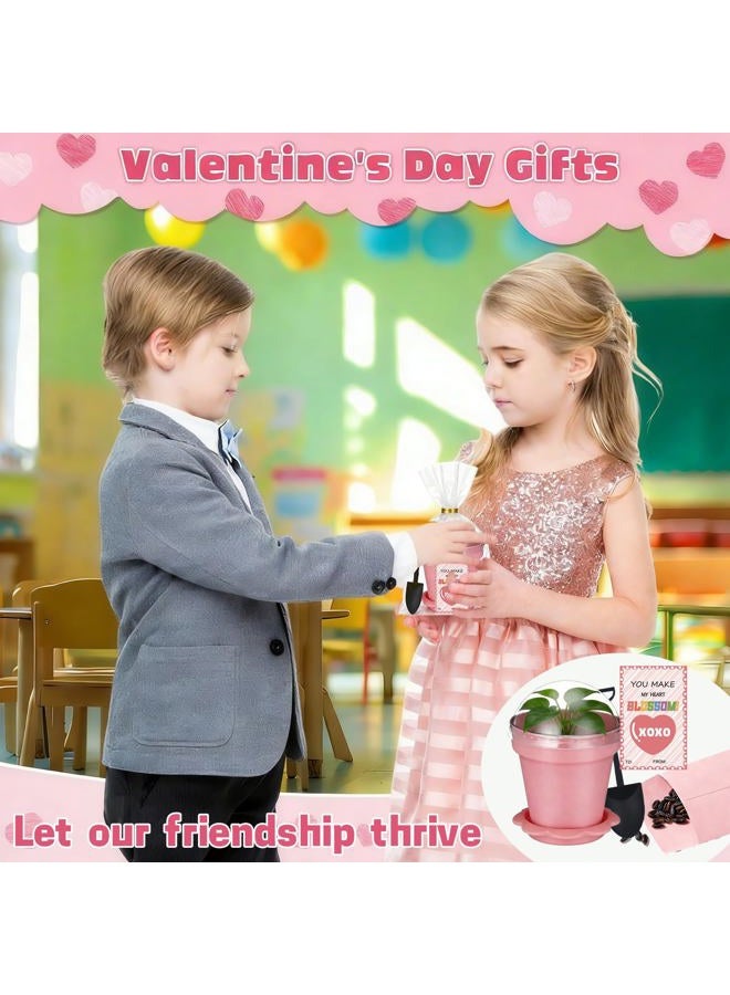 Bailiyake 24 Set Valentines Day Cards for Kids Classroom,Nursery Pots with Humidity Dome Shovel and Seed Packet,Small Plastic Plant Pots Valentines Party Favors for Classroom Exchange (Not Included Seeds) - Image 5