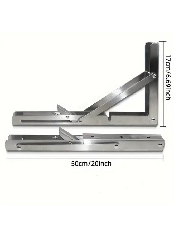 20 Inch Heavy Duty Folding Shelf Brackets Stainless Steel Collapsible Triangle Bracket With Installation Screws - Image 5