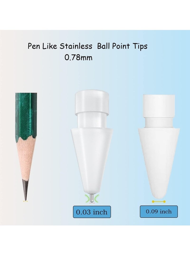 Upgraded Pencil Tips Fit For Apple 2nd 1st Gen USB-C IPad Pro Air Mini Pencil 0 78mm No Wear Out IPencil Fine Point Accurate Increasing Apple Pen Nibs Write Like A Real Pen White - Image 2