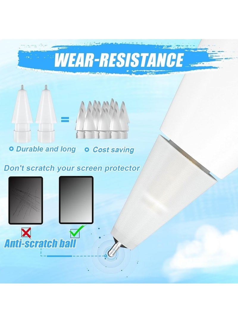 Upgraded Pencil Tips Fit For Apple 2nd 1st Gen USB-C IPad Pro Air Mini Pencil 0 78mm No Wear Out IPencil Fine Point Accurate Increasing Apple Pen Nibs Write Like A Real Pen White - Image 5