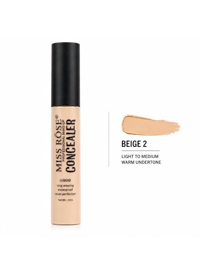 مس روز ميس روز كونسيلر BEIGE 2 15 مل – كونسيلر مقاوم للماء بتغطية كاملة للهالات وتفتيح البشرة - Image 1