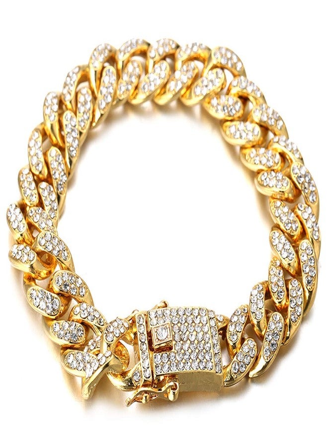 Halukakah Cat Collar - Carat - Iced Out Diamond Cuban Link Gold Chain for Cats & Kittens - 18k Real Gold Plated 8" Collar Size - with Bell - for Decoration Only - Get Your Cat Catwalk Ready - Image 2