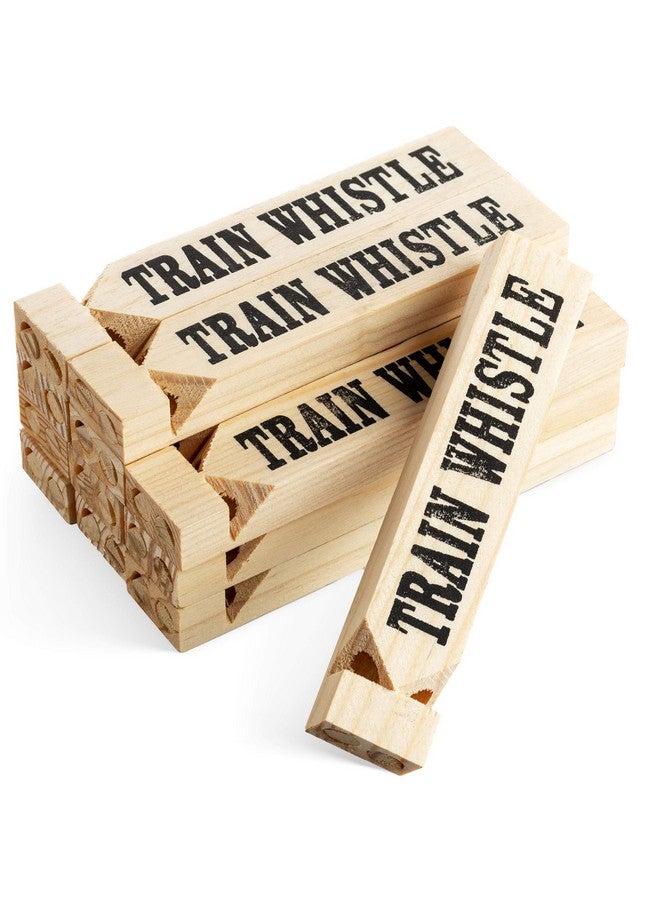 Bedwina Wooden Train Whistles (Pack of 12) - Wood Train Whistle for Kids, Train Party Favors, Theme Birthday Decorations, Noisemakers, Goodie Bag Filler, Small Game Prizes, Stocking Stuffers - Image 1