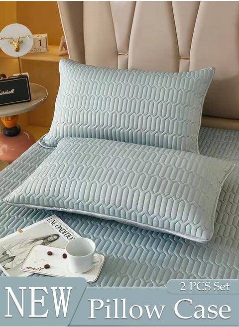 2-Piece Cooling Pillow Cases Luxury Soft Pillow Covers Breathable Latex for Hot Sleepers Hair and Skin Friendly